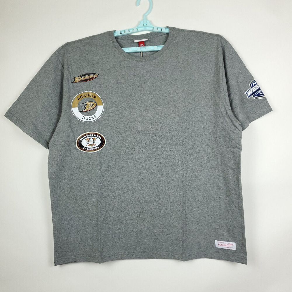 Anaheim Ducks Mitchell & Ness NHL 3XL XXXL Shirt‎ Multi-Logos Heather Gray NWT - Picture 2 of 10